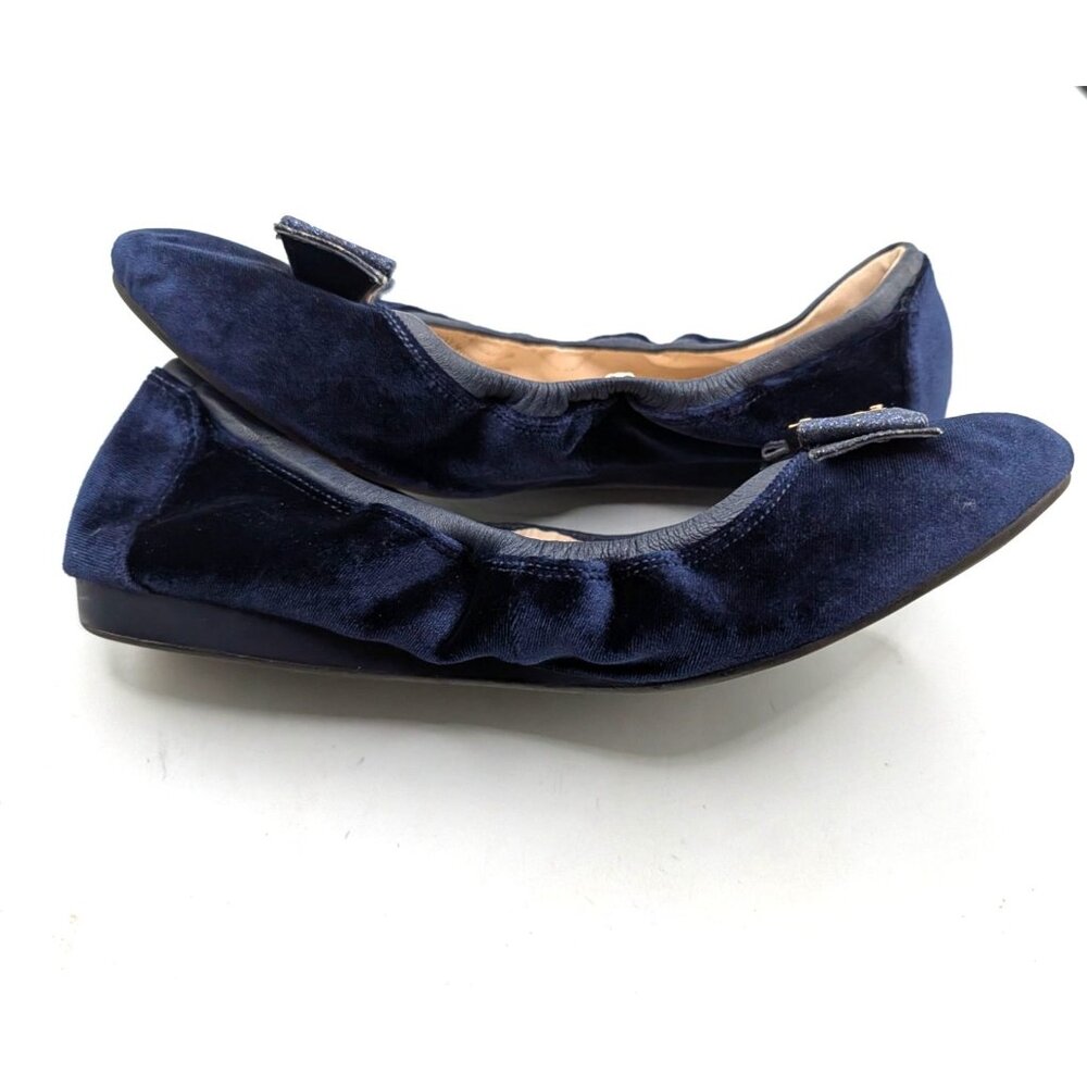Cole Haan Womens Tali Velvet Ballet Flats With Glitter Bow Navy Blue Size 10.5 - Picture 9 of 9
